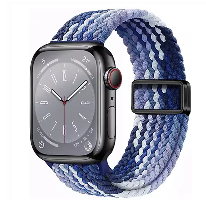 适用ApplewatchS11苹果表带磁吸扣尼龙弹力编织iwatch10手表表带|undefined