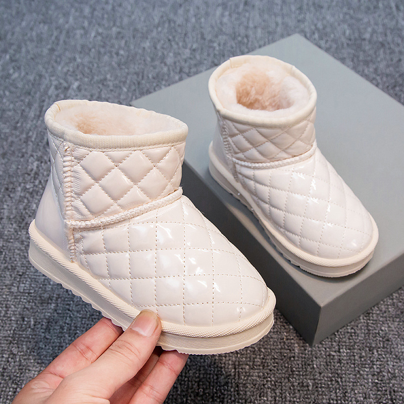 Botas de nieve para niños 2022 zapatos de algodón para niños nuevos de invierno botas cortas forradas de vellón para bebés botas de algodón engrosadas cálidas para niñas