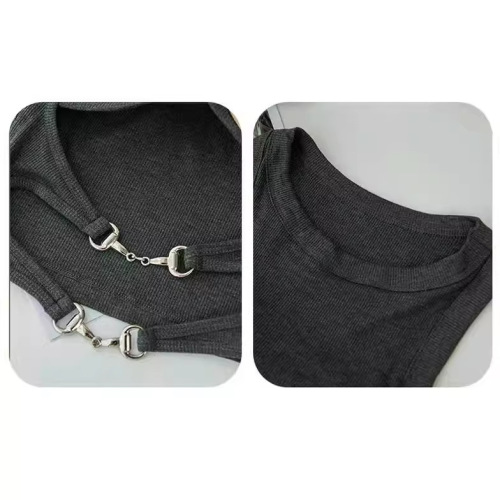  Summer American Style Spicy Girl Black Backless Strap Bralette for Women Summer Outerwear with Built-in Bra Pads Short Utility Strap