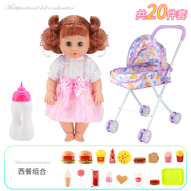 Fábrica directa de juguetes para niños en casa beberán agua, orinarán y cantarán simulación de muñecas conjuntos de juguetes de alimentos