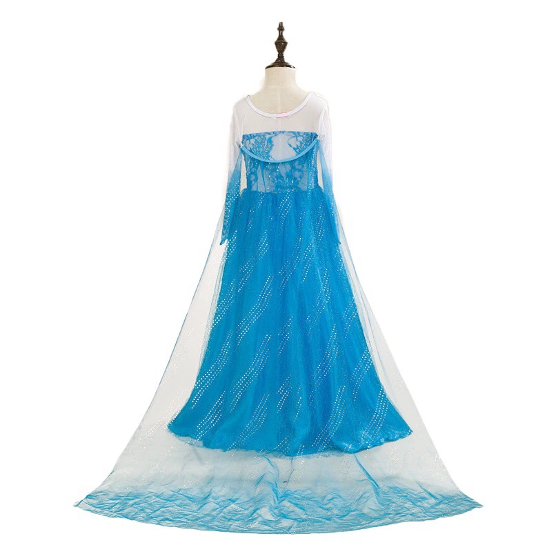 Замороженные платье принцессы платье девушки платье костюм Эльза Золушка Маскарад с длинным рукавом платье