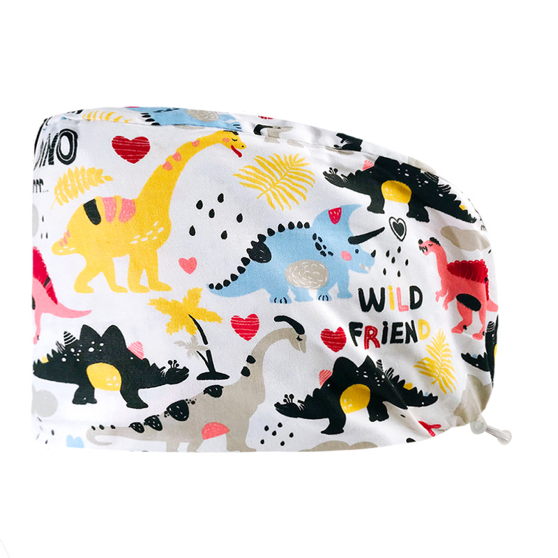 Pareja de dibujos animados lindo impreso puro algodón oral belleza médico tapa de trabajo tapa quirúrgica tapa de la enfermera de la sala de operaciones femenina