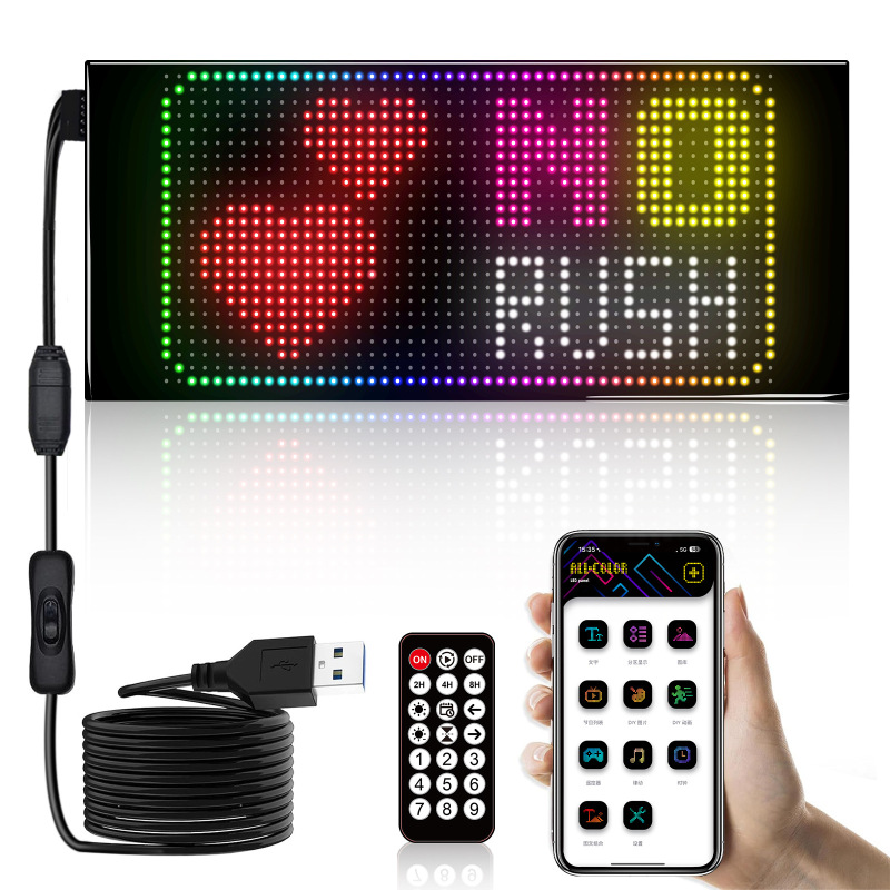 24*48 ピクセル広告画面 LED ステッカーハードスクリーン携帯電話アプリ Bluetooth プログラミングスマート制御車のステッカー LED スクリーン|undefined