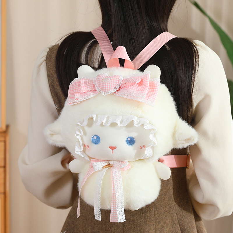 Mochila y Almohada de Oveja de Peluche de Franela para Niños image 10