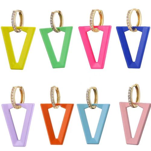 HECHENG Jewelry Colorful Spray Paint Inverted Triangle Pendant Earrings Geometric V Jewelry Accessories Summer