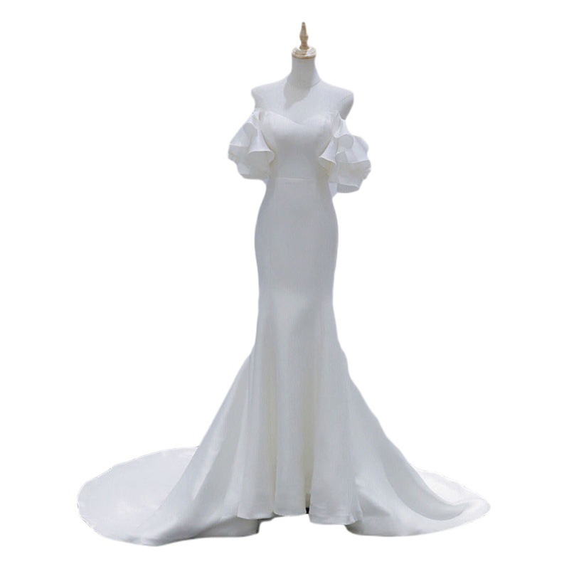 Vestido de novia de satén estilo sirena, nuevo estilo 2026, elegante vestido de recepción y salida para la novia, vestido adelgazante de ensueño súper mágico.