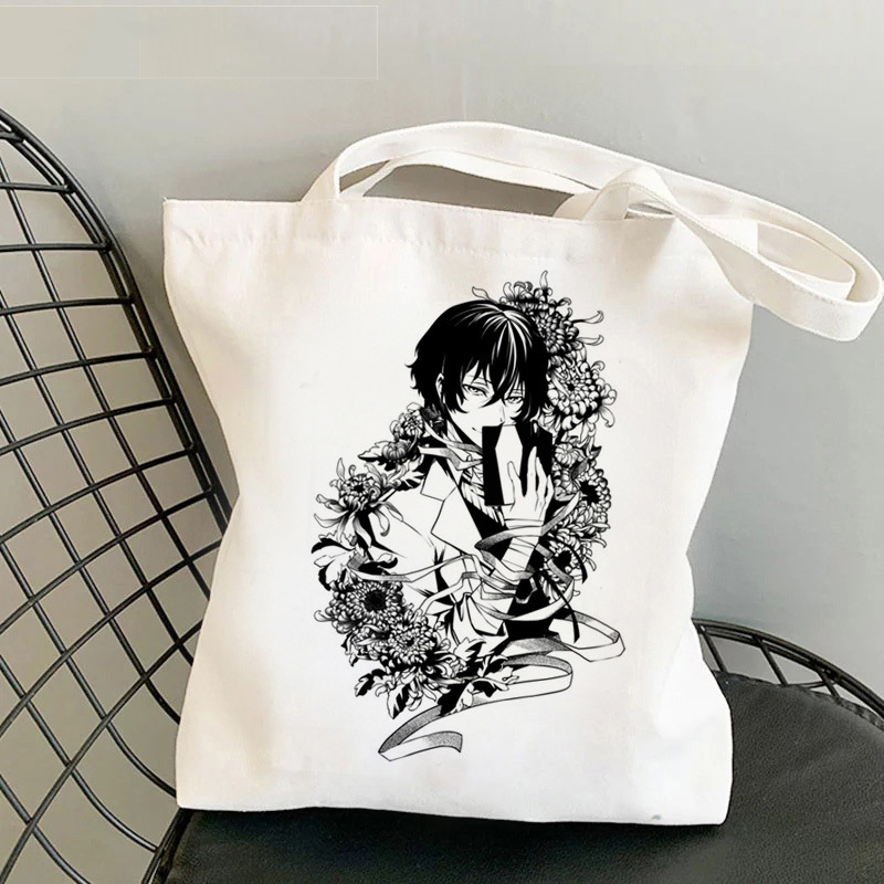 Comercio extranjero transfronterizo Bungou Stray Dogs impresión bolsa de lona Harajuku bolsa de hombro bolsa de moda bolsa de compras