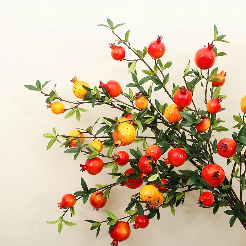 柠檬枝条带果仿真绿植家居装饰拍照道具塑料果插花假花水果高仿真