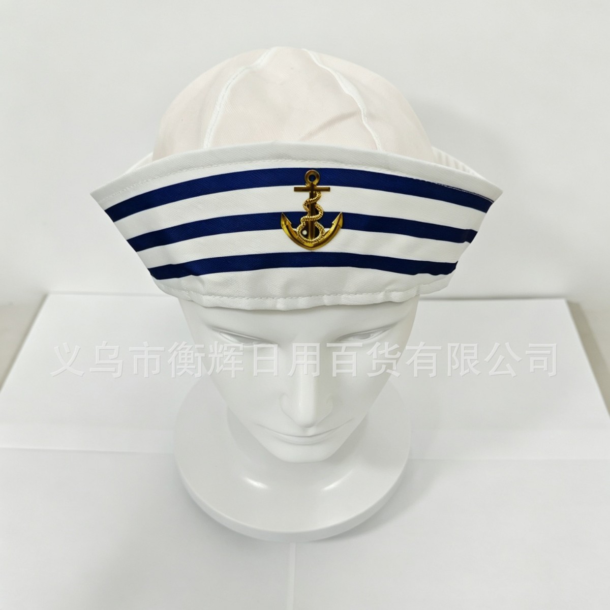 Sailor Hat, Nautical Hat, Anchor Hat, Captain's Hat, Sailor Cap, Round Top Six-Panel Hat, Large Brim, Role-Playing