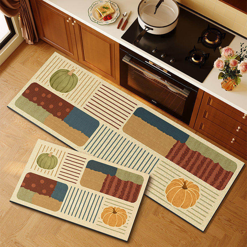American retro cocina alfombra de suelo de absorción de agua alfombra de suelo de puerta de aceite dos piezas conjuntos de alfombra antideslizante resistente al desgaste fácil de cuidar