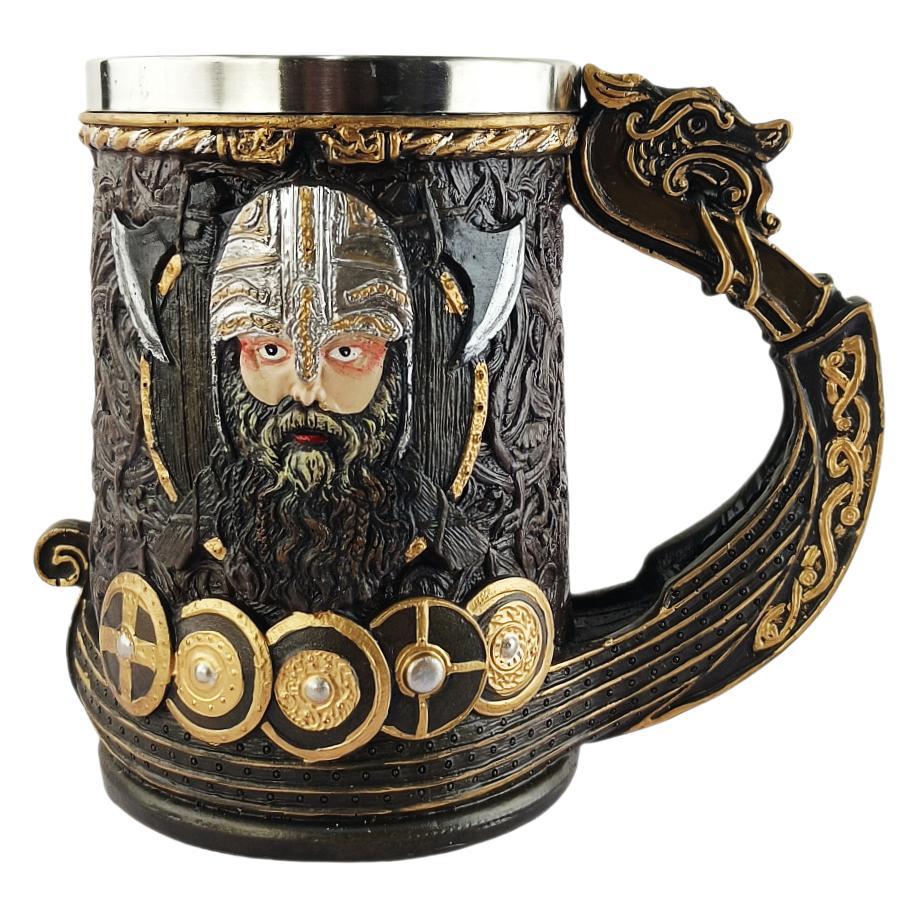 Vasos de cerveza vikingos medievales europeos transfronterizos 3D vikingos vikingos vasos de agua de acero inoxidable