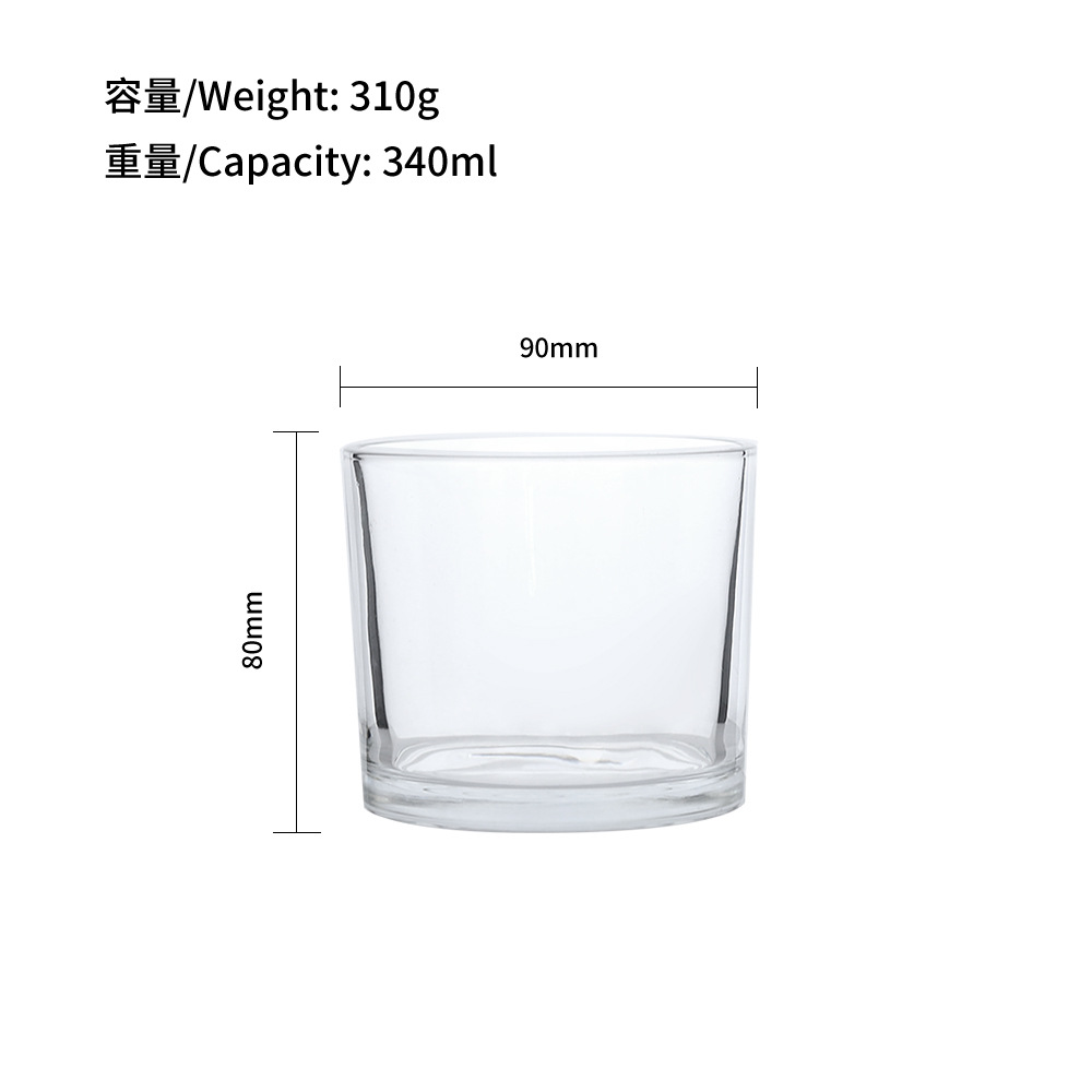 Hot sale Amazon de alta calidad vidrio transparente vela taza taza de frasco de frasco de frasco de frasco 80 90