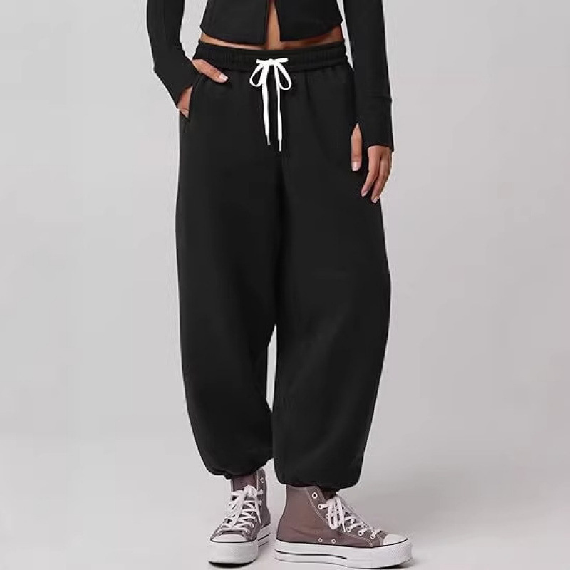 Women's High-Waisted Sweatpants - Loose Cuffed Joggers with Large Pockets and Adjustable Drawstring Cuffs Women's High-Waisted Sweatpants - Loose Cuffed Joggers with Large Pockets and Adjustable Drawstring Cuffs
