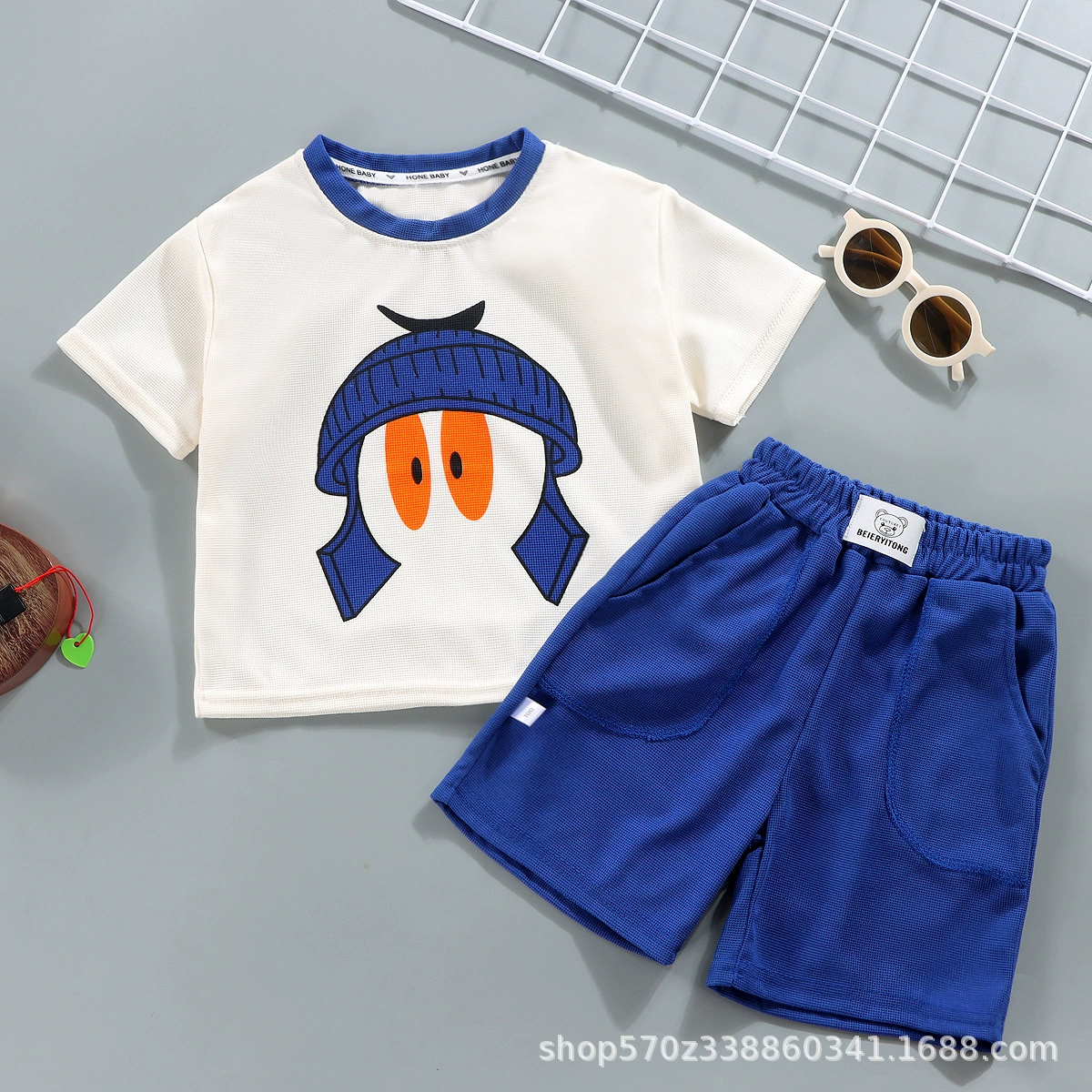 Летний детский комплект для отдыха для мужчин и женщин, детская одежда, свободный крой, с коротким рукавом, оптом