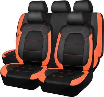 Universal seat cover — Motors Seat Covers Sandwich-Style - orange-and-black-9-piece-set-five-seats