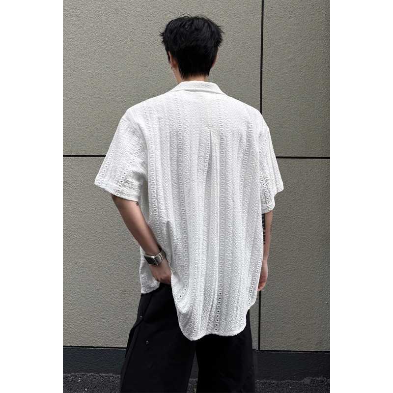 Sommerneuheit 2025: Outdoor-Shirt im Hongkong-Stil mit schwarzer Wand, große Größen, einzigartiges Kurzarmhemd (M-5X), HC26241-TeP30_voghion.com