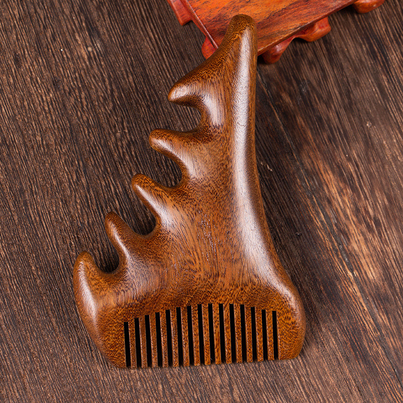 Peine de masaje para meridianos de la cabeza, peine de cinco garras de sándalo verde para masaje del cuero cabelludo, peine portátil para terapia capilar y cuidado de los meridianos, peine para raspado facial.