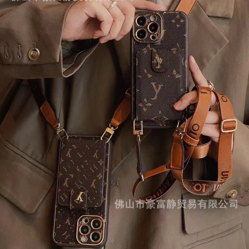 Advanced clamshell diagonal card phone case for Apple 15ProMax all-inclusive leather 14 niche men's and women's 13