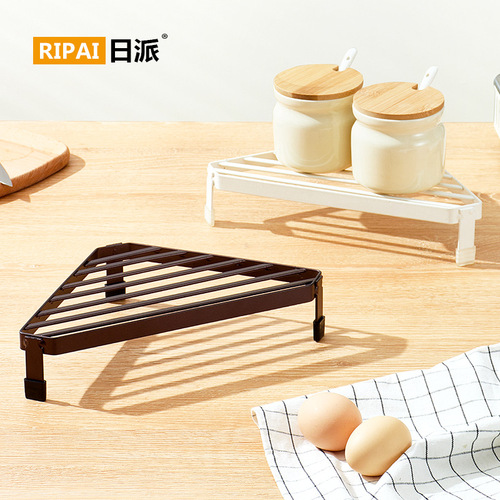 Japanese kitchen spice rack seasoning storage triangle corner pot rack storage rack home bathroom countertop organizing rack