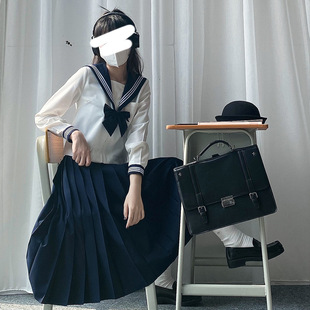 Sailor suit wholesale White three basic sailor suit Orthodox jk uniform skirt genuine Japanese mid-length dress