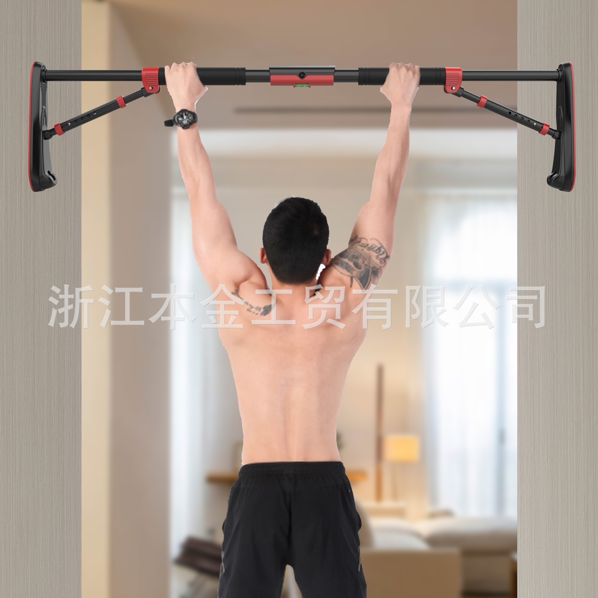 Punch-free and help-free adjustable length horizontal bar lead-up device indoor household lazy single-pole door horizontal and parallel bars