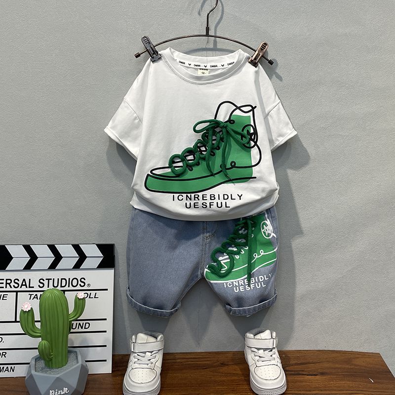 Children's clothing boys summer suit 2023 summer new style boys, middle-aged children, Korean style handsome and fashionable two-piece set