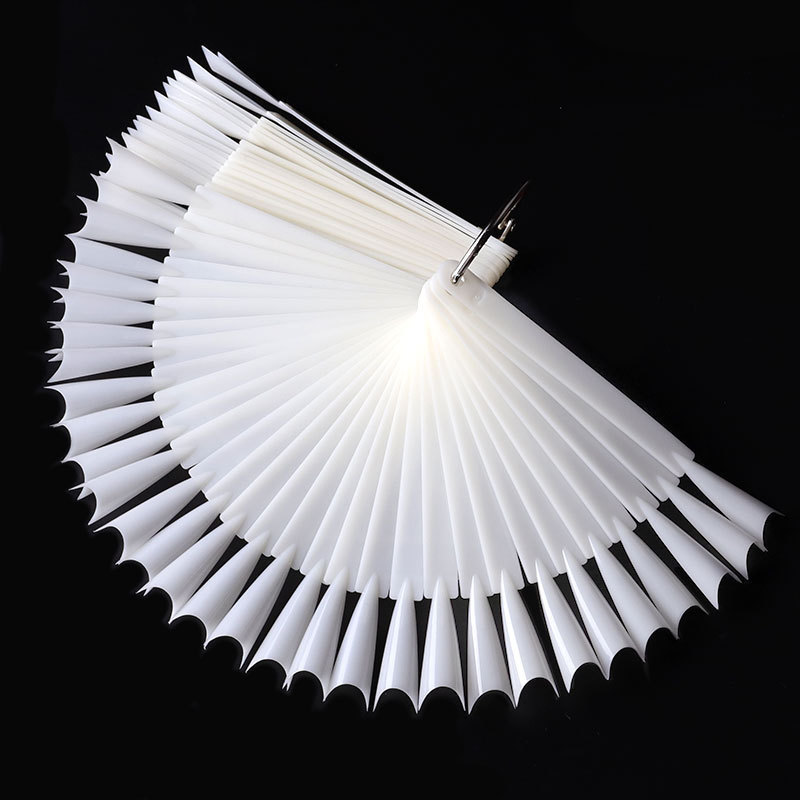 Nail art supplies nail polish display color plate nail piece 50 color wholesale fan-shaped color card ghost tip nail piece pointed French