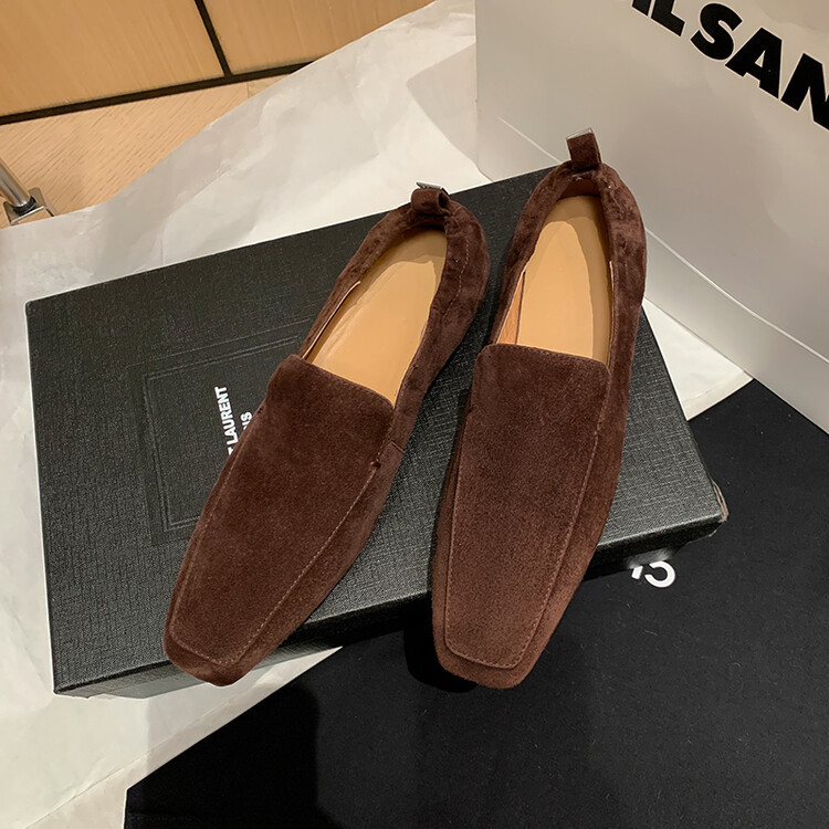 复古乐福鞋女舒适平跟单鞋2025春秋新品方头一脚蹬深口小皮鞋女鞋|undefined