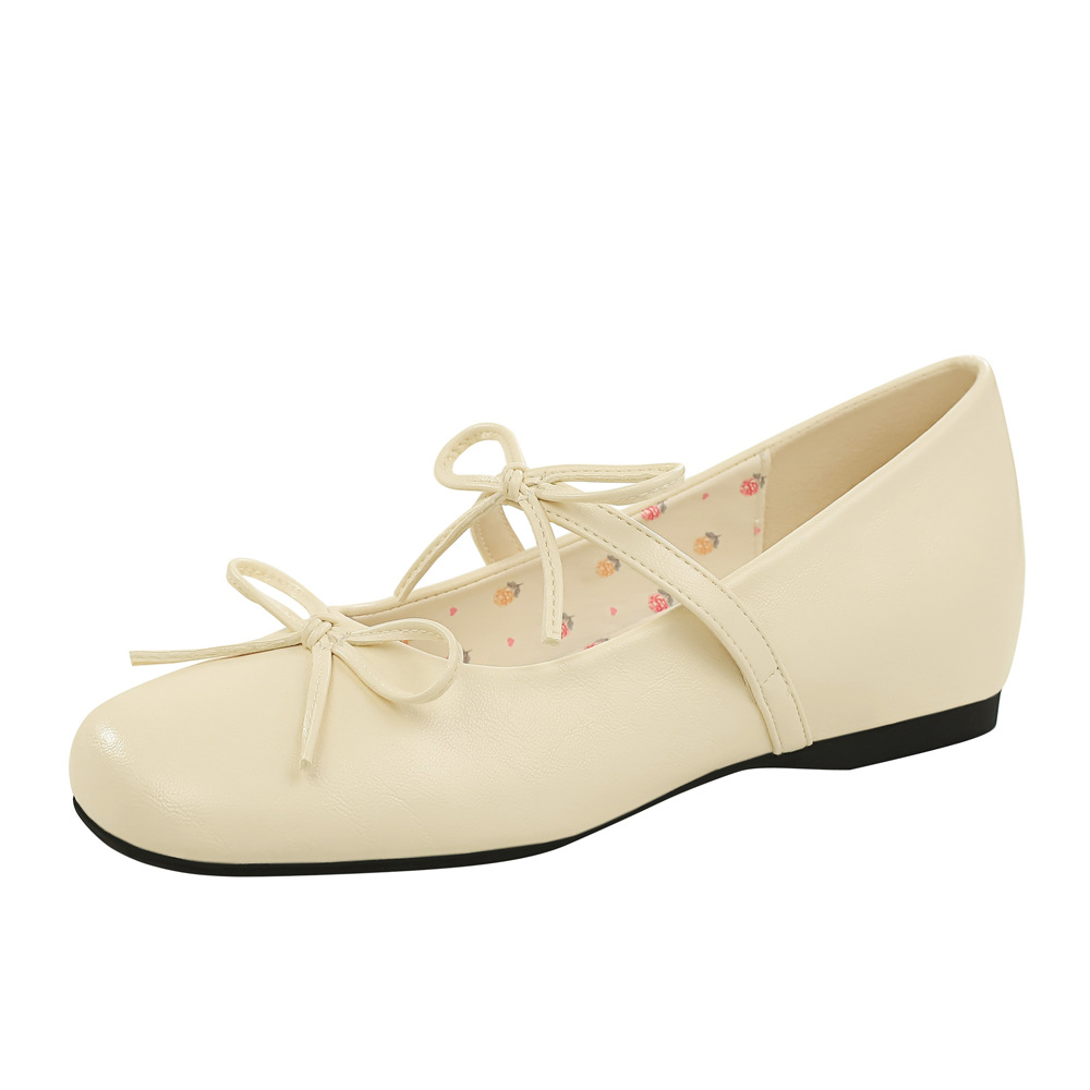 836-87 French style square toe shallow mouth sweet mid heeled women's shoes soft inner height increasing bow strap single shoe for women