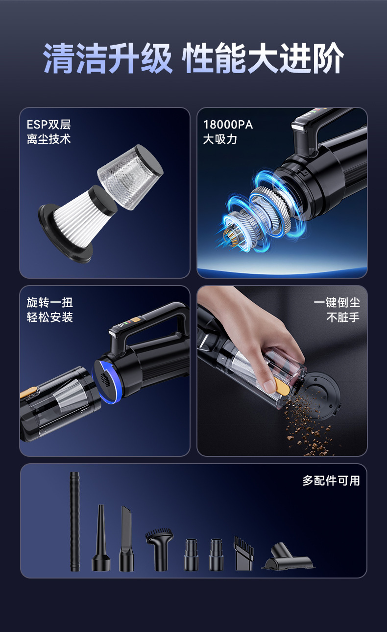 Car-Mounted Small High-Suction Vacuum Cleaner, Portable Dual-Purpose Handheld Car Vacuum Cleaner, Blowing and Suction Integrated