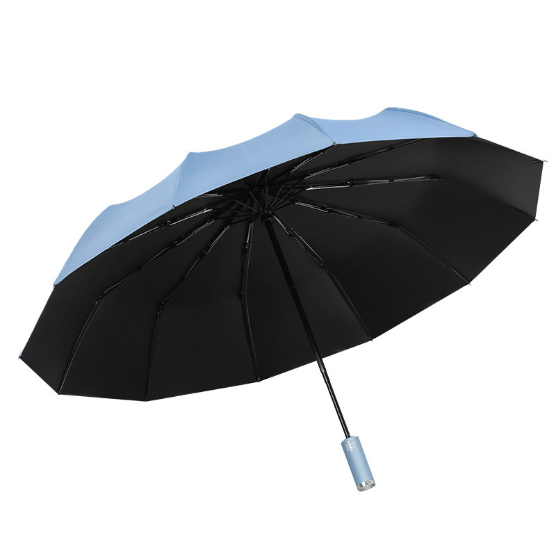 12kミリメートル第1世代ソリッドカラーダブルボーン小型クリア晴雨兼用ダブルボーン全自動折りたたみ傘日焼け止め傘卸売|undefined