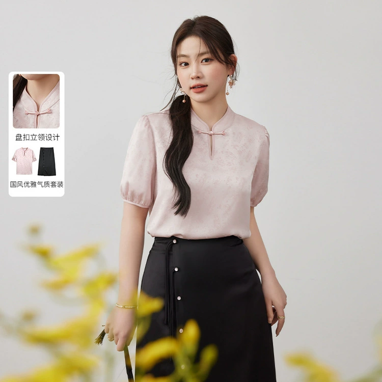 Новый китайский стиль улучшенный национальный стиль костюм сногсучий большой размер женский темперамент пряжка чонсам жирный mm2024 весенний костюм новый