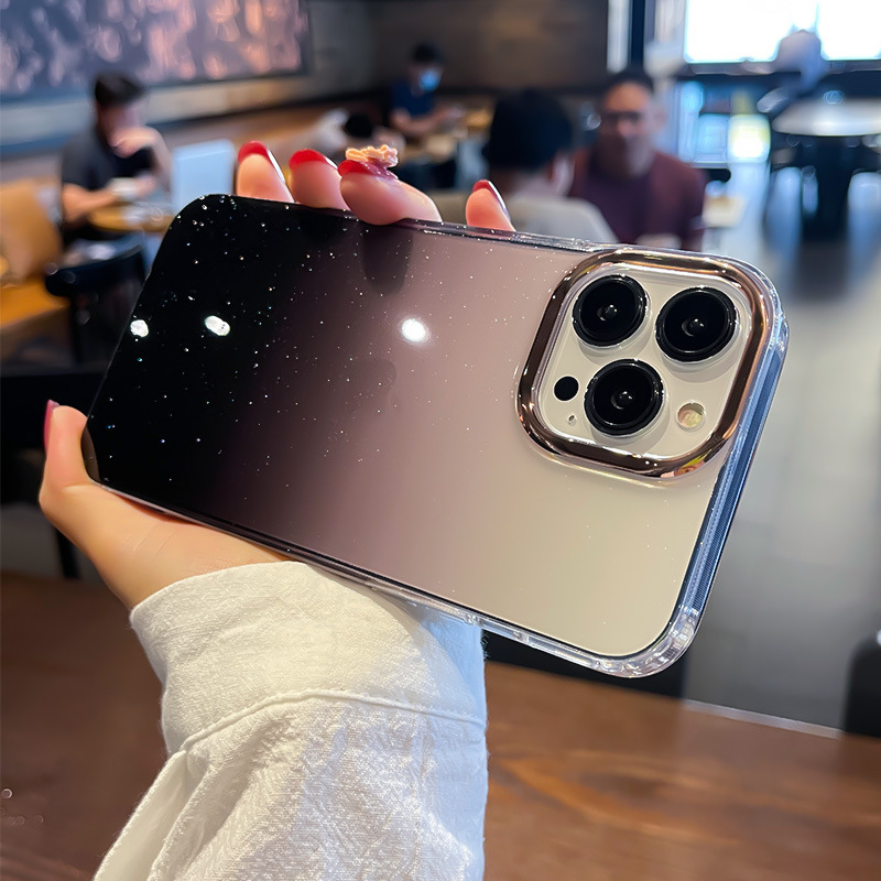 Iphone16携帯ケースフラッシュグラデーションTPUソフトエッジアップル15メッキpcレンズリングi13保護カバーを適用|undefined