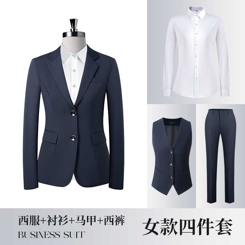 168 남색 여성 정장 + 807 셔츠 + 168 조끼 + 168B 여성 바지