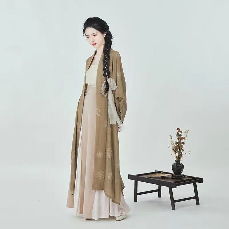 Baolai's New Original [Yuan Tea] Summer Song-Style Hanfu Daily Improved One-Piece Design Changgan Temple Half-Sleeve Song-Style Top