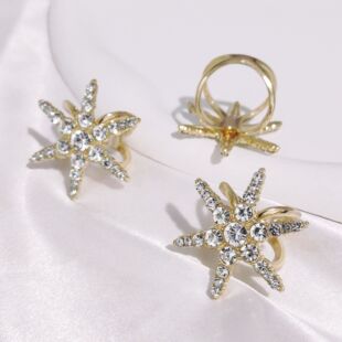 New Six-pointed Star Silk Towel Buckle Alloy Rhinestone Coat Belt Buckle Multifunctional Fashion Clothing Accessories Knot Buckle