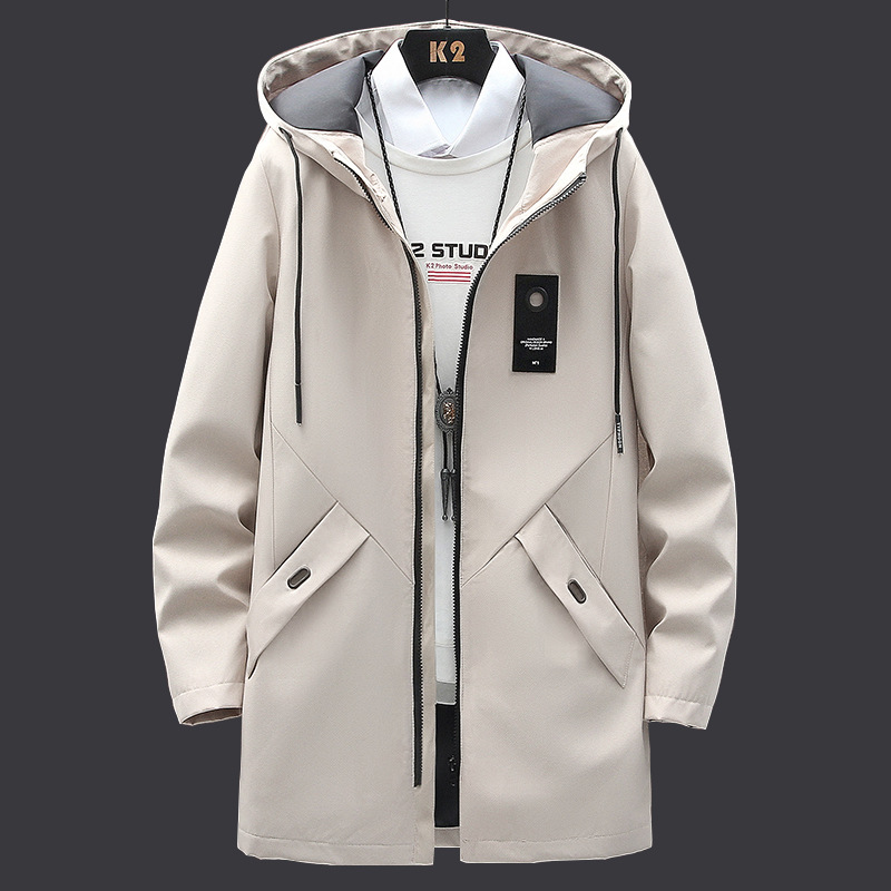 Coupe-vent printemps et automne 2024 Veste mi-longue ample coréenne pour hommes, manteau décontracté tendance_voghion.com