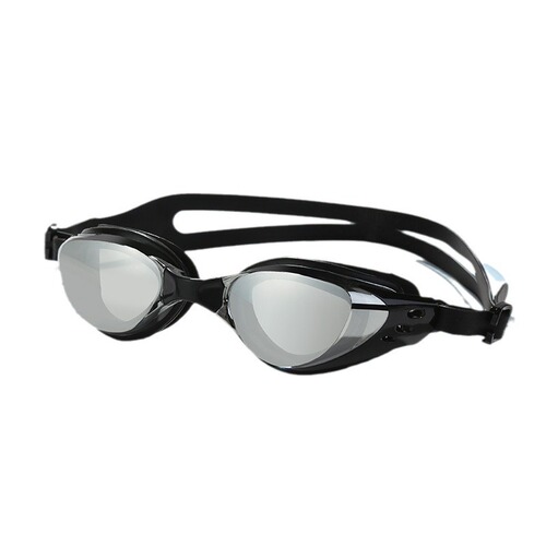Cross-border swimming goggles waterproof and anti-fog electroplated flat high-definition men and women large frame boxed eye protection adult swimming goggles wholesale