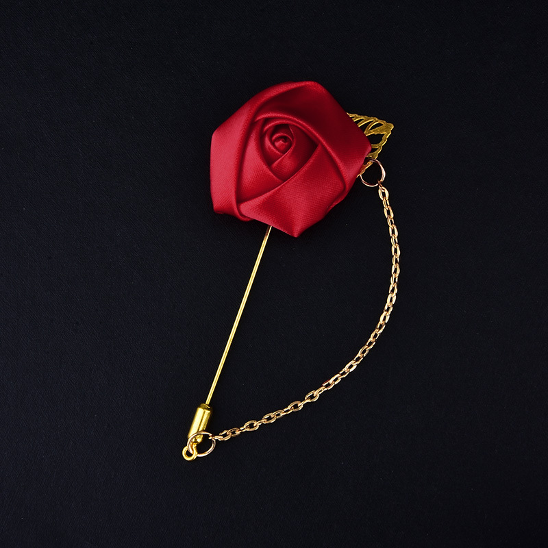 Broche de marié en chaîne de roses, style chinois, couleur unie, multicolore, badge d'hôte pour événement, décoration de mariage_voghion.com