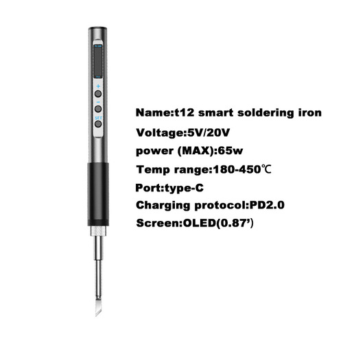 T12 digital display soldering iron soldering pen portable electric soldering iron mini soldering station PD65W powered digital display small constant temperature soldering iron