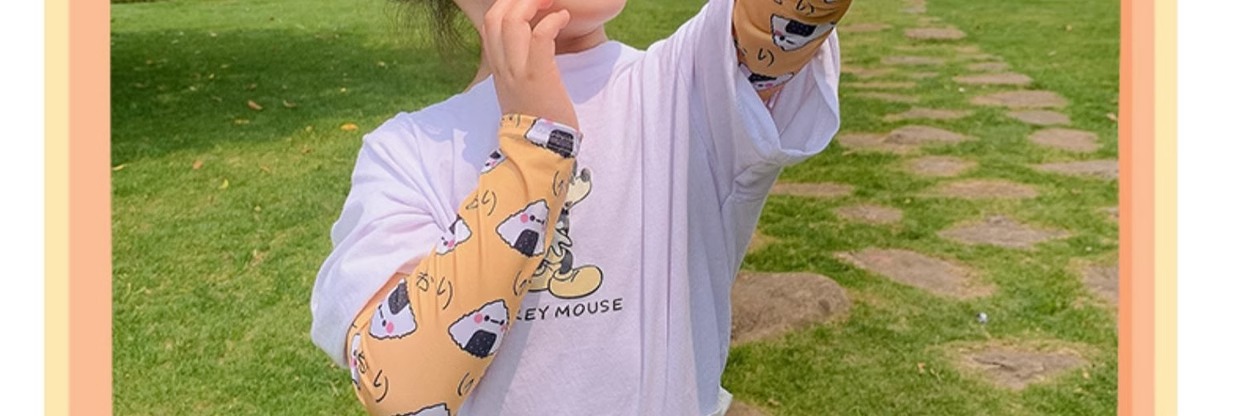 子供用日焼け止めアームカバー 赤ちゃん氷糸可愛いデザイン 学生旅行用  詳細画像