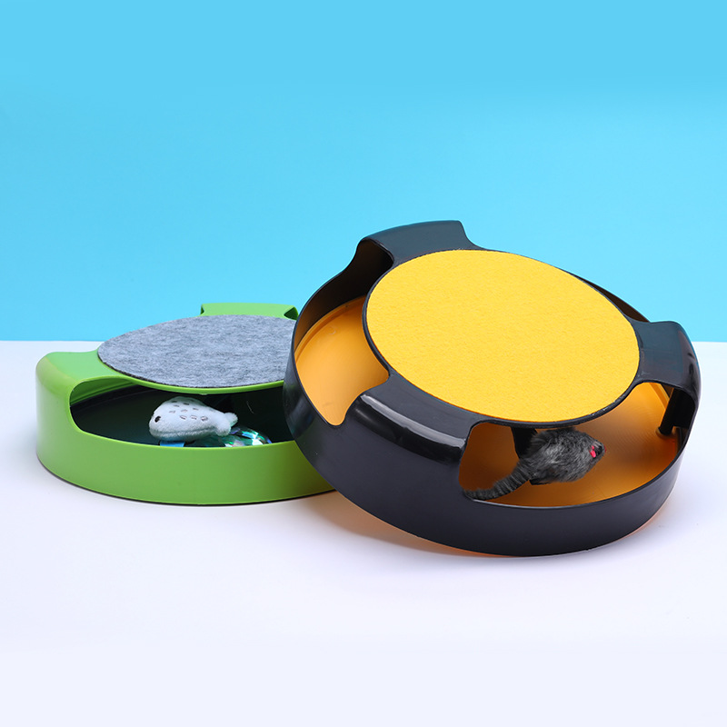 Exportación ABS gato tocadiscos juguete auto-Hola ratonera juguete superior gato tablero del rasguño ratón gatito juguete