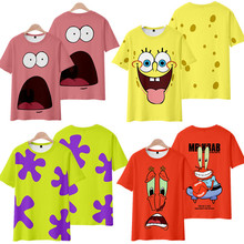 海绵宝宝 派大星章鱼哥同款短袖T桖3D数码印花卡通动漫厂家热销夏