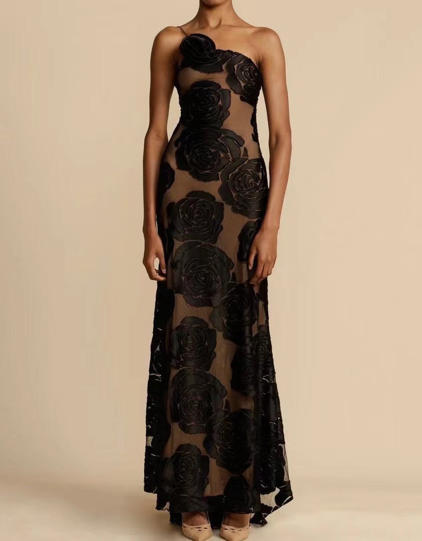 Slim Fit Type Flower Pattern Wholesale Women's Elegant Streetwear Flower Holiday Banquet Strap Sleeveless Sheath Dress