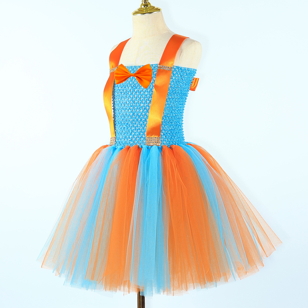 Kid's Clothing children's enlightenment program Blippi costume Halloween cosplay girl dress_voghion.com