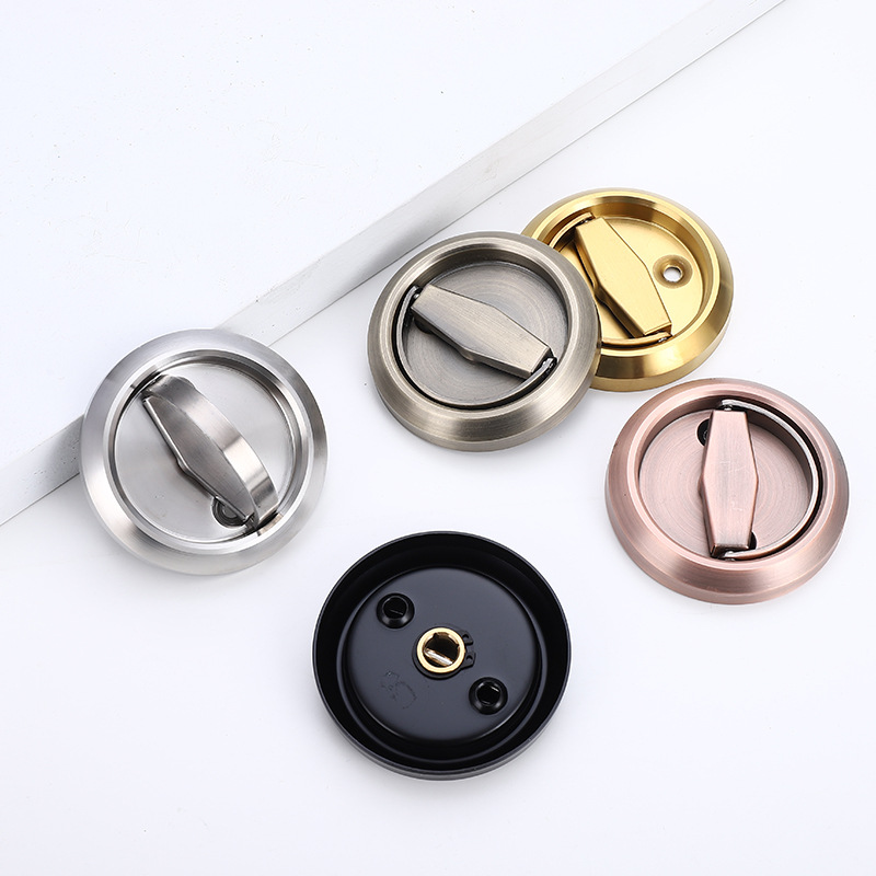 Stainless steel invisible door lock bedroom bathroom sliding door sliding door embedded pull ring room door lock pass safety lock hidden lock