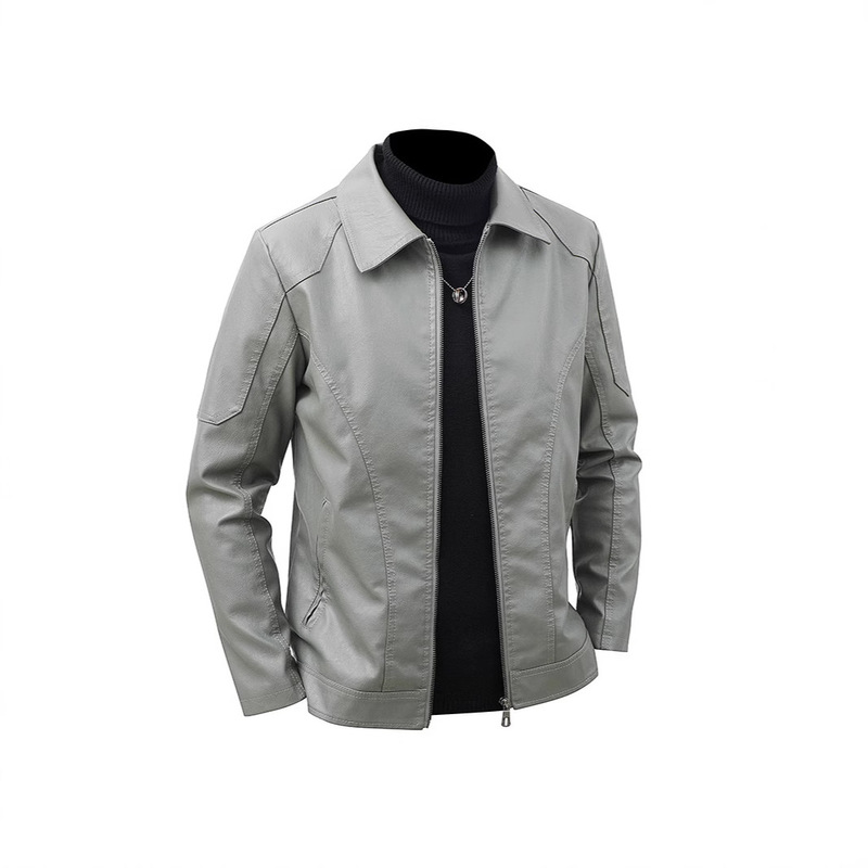 plus size Leather Men's Autumn and Winter New Lapel Leather Jacket Cross-border Slim-fit Motorcycle Casual Fleece Coat Top