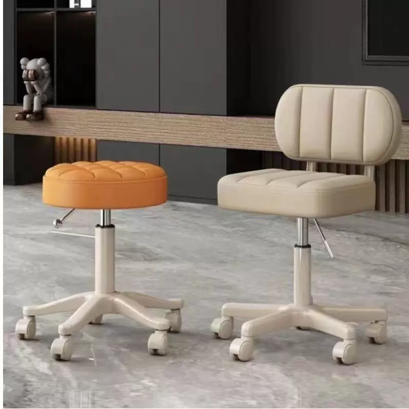 美容院凳子美甲美发理发店大工凳圆凳旋转升降滑轮凳家用靠背椅子