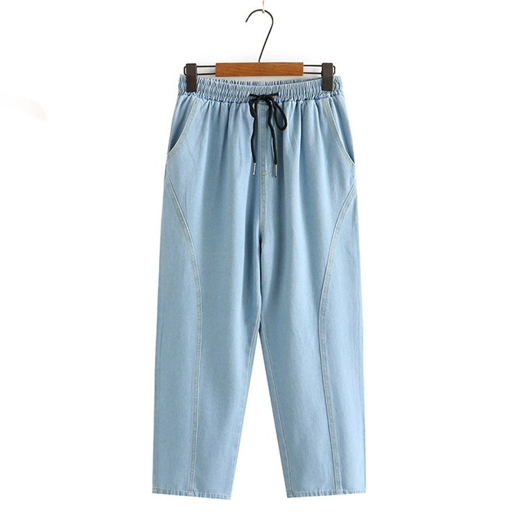 Thin summer jeans, fitted trousers, plus size, high waist