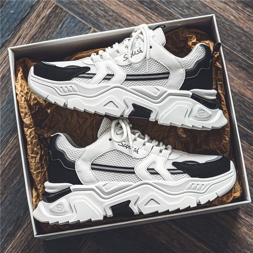 Summer unisex breathable mesh shoes, men's sports shoes, trendy versatile, cushioned insoles, casual father-in-law shoes for men